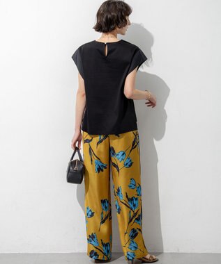 23区 【先行予約】スムースデザイン タフタスリーブ カットソー ブラック系