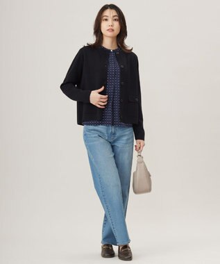 J.PRESS LADIES L 【WEB限定・洗える】WORSTED WOOL クルーネック カーディガン 【WEB限定】ブラック系