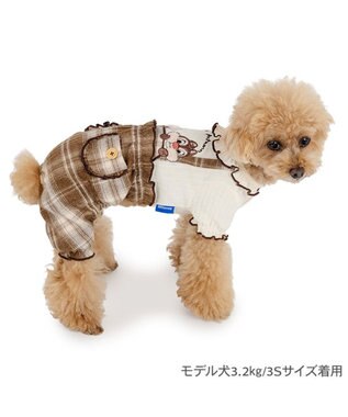PET PARADISE ディズニー チップとデール チェック パンツ つなぎ 小型犬 ブラウン