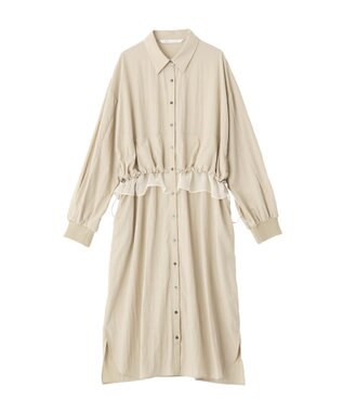 YECCA VECCA シアーMIXドロストデザインシャツワンピース Beige