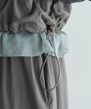 YECCA VECCA シアーMIXドロストデザインシャツワンピース Khaki