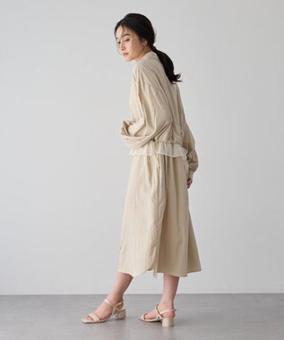 YECCA VECCA シアーMIXドロストデザインシャツワンピース Beige