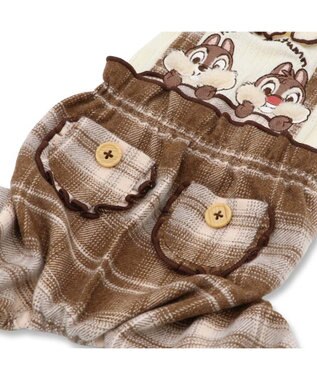 PET PARADISE ディズニー チップとデール チェック パンツ つなぎ 小型犬 ブラウン