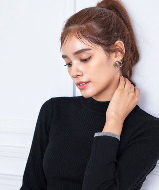 Tiaclasse 【洗える】千鳥柄ニットプリーツワンピース ブラック