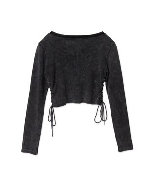 WEGO ヴィンテージウォッシュレースアップロンT スミクロ