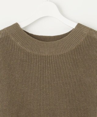 自由区 S 【洗える】リネンミドルゲージニット ベスト カーキ