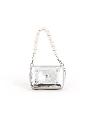 UNBILLION VERYコラボ ペルケ perche / 牛革パールハンドルジャバラウォレット シルバー