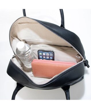 UNBILLION cachecache 丸根革ラウンドボストン ブラック