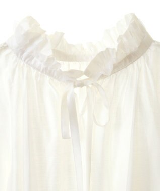 YECCA VECCA スタンドカラーシアーリボンブラウス Off White
