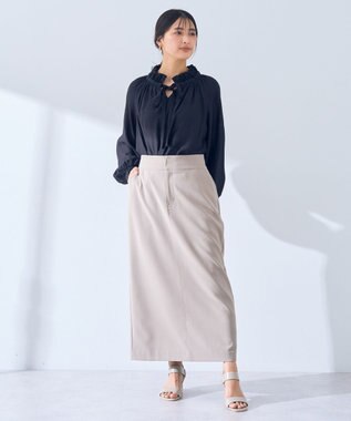 YECCA VECCA スタンドカラーシアーリボンブラウス Black