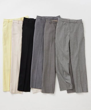 23区 L ウールミルドストレッチチェック ワイドパンツ モノトーンチェック