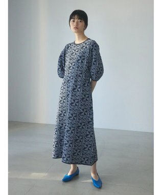 Green Parks ａ．ニットジャガード柄ワンピース Blue