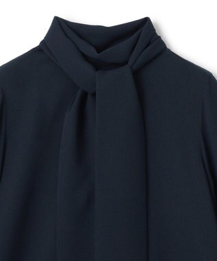 BEIGE， 【WEB限定・洗える】STOW / ボウタイブラウス Navy