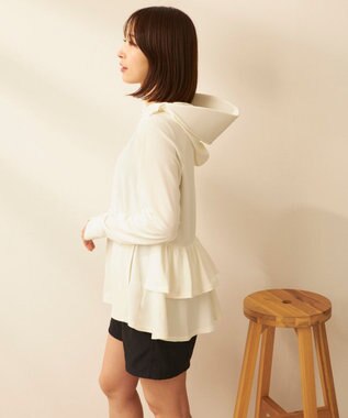 OP／FILA 【ocean pacific】フェイスガード付き バックフリル ラッシュガードパーカー オフホワイト