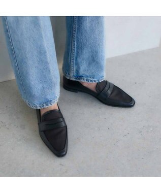 MODE ET JACOMO <carino>メッシュチュールローファー ブラック