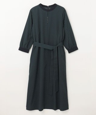 J.PRESS LADIES 【洗える】シュリンクデシン ジオメトリックプリント ワンピース ダークグリーン系5