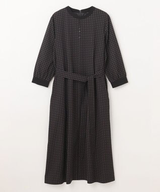 J.PRESS LADIES 【洗える】シュリンクデシン ジオメトリックプリント ワンピース ネイビー系5