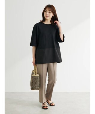 Green Parks らくスレストレートパンツ Gray Beige