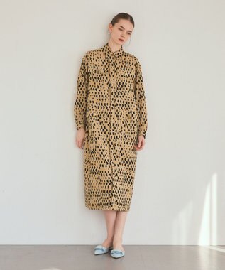 GRACE CONTINENTAL ハーフドットミリタリーワンピース ベージュ