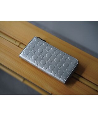 MIYABIYA La quoh with kirakaracho 南蛮七宝 エンボスレザーL字財布 月白銀(シルバー)