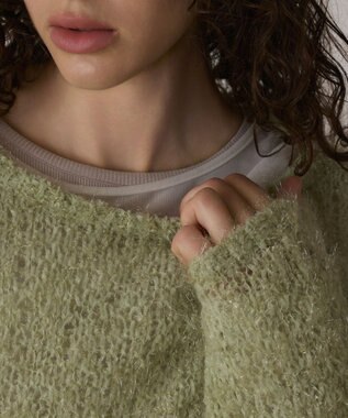 GRACE CONTINENTAL フィルムヤーンニットトップ ライトグリーン