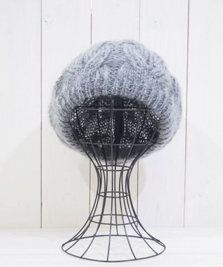 石田製帽 モヘアケーブルニット ベレー帽 ミディアムグレー