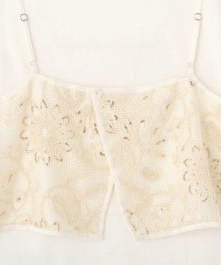 YECCA VECCA 【2点SET】刺繍メッシュキャミセットコットンTee Light Beige