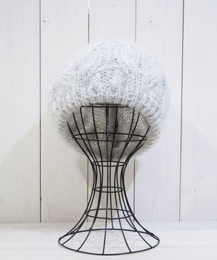 石田製帽 モヘアケーブルニット ベレー帽 ライトグレー