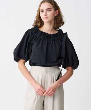 uncrave ライトプルーフナイロン オフショルブラウス ブラック