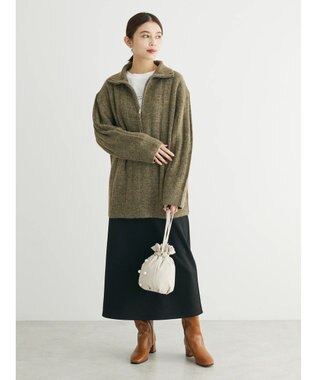 Green Parks ・Ｐｅｔｉｔ　Ｆｌｅｕｒ　ハーフＺＩＰニット Brown