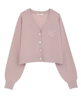 earth music&ecology ロゴ刺繍カーディガン Pink