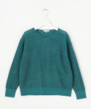 自由区 リネンミドルゲージプルオーバー ニット ターコイズ