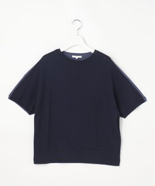 自由区 S 【大人のバイカラー】ライトクレープストレッチ プルオーバー