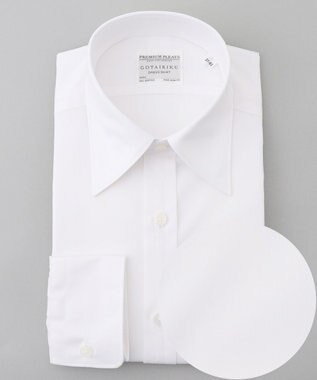 GOTAIRIKU 【形態安定/コンバーチブルカフス仕様】PREMIUMPLEATS_レギュラーカラー 通年ドレスシャツ ホワイト系