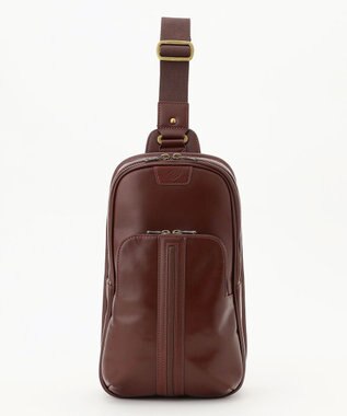JOSEPH ABBOUD 【軽量/コンパクト/牛革】オイルドレザーボディー バッグ ダークブラウン系