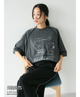 CRAFT STANDARD BOUTIQUE 【ユニセックス】PEANUTS/スヌーピー 切り替えTシャツ Charcoal Gray