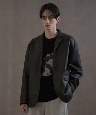 WEGO PUシングルテーラードジャケット ブラック