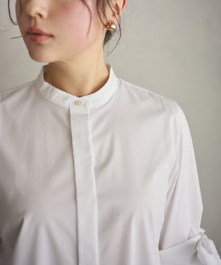 #Newans 【洗濯機可能/シワになりにくい】リボンカフスブラウス ホワイト