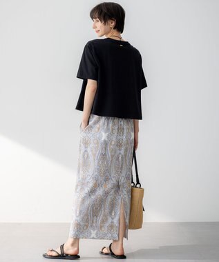 23区 【洗える】Rattiドローイングペイズリープリント スカート ベージュプリント