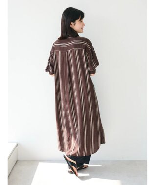CRAFT STANDARD BOUTIQUE リネンレーヨンストライプワンピース Stripe Brown
