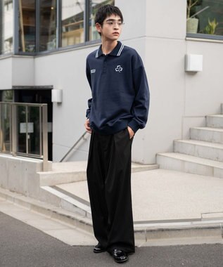 WEGO 【ユニセックス着用ITEM/MLサイズ展開】モチーフロゴポロスウェット ネイビー