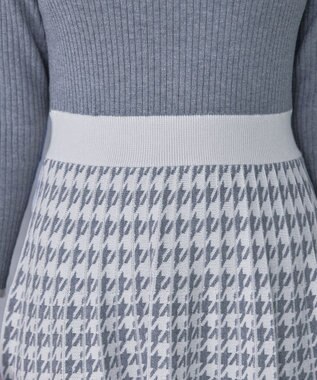 Tiaclasse 【洗える】千鳥柄ニットプリーツワンピース チャコール