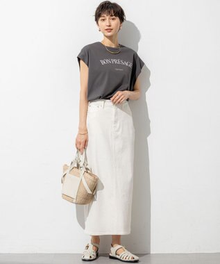 23区 S 【接触冷感/洗える】BON-PRESAGE ロゴ フレンチスリーブ Tシャツ グレー系