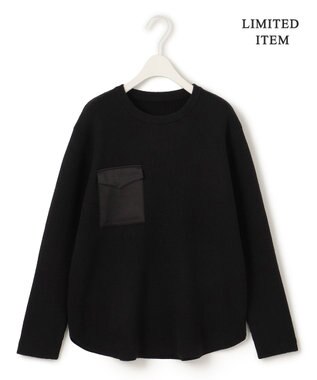 ICB 【WEB限定・洗える】ウールポリエステル クルーネックプルオーバー ブラック系