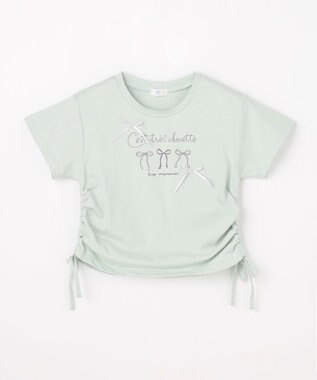 ANY KIDS 【洗濯機可能】ドロスト 裾リボンTシャツ ミント