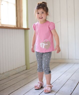 ANY KIDS 【WEB限定】7days プリント 半袖 Tシャツ ピンク×ポシェット