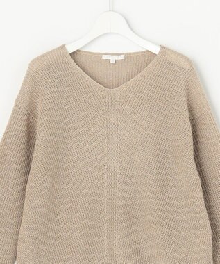 自由区 リネンミドルゲージプルオーバー ニット ベージュラメ