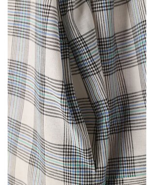 Green Parks 綿麻混バンドカラーシャツワンピース Check