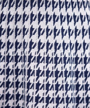 Tiaclasse 【洗える】千鳥柄ニットプリーツワンピース ネイビー