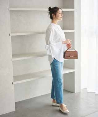 #Newans 【洗濯機可能/シワになりにくい】リボンカフスブラウス ホワイト